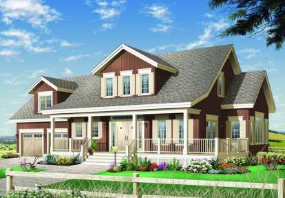 Farmhouse House Plan #034-00427 Elevation Photo