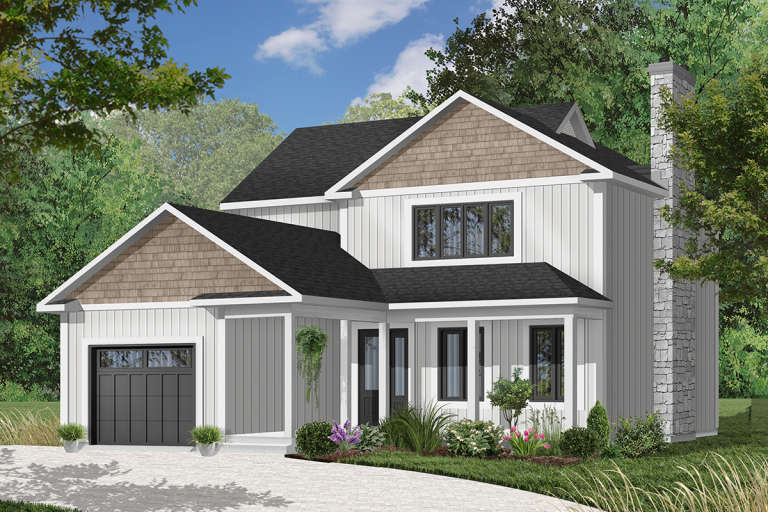Narrow Lot House Plan #034-00434 Elevation Photo