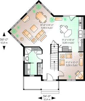 Floorplan 1 for House Plan #034-00438