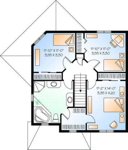 Floorplan 2 for House Plan #034-00438