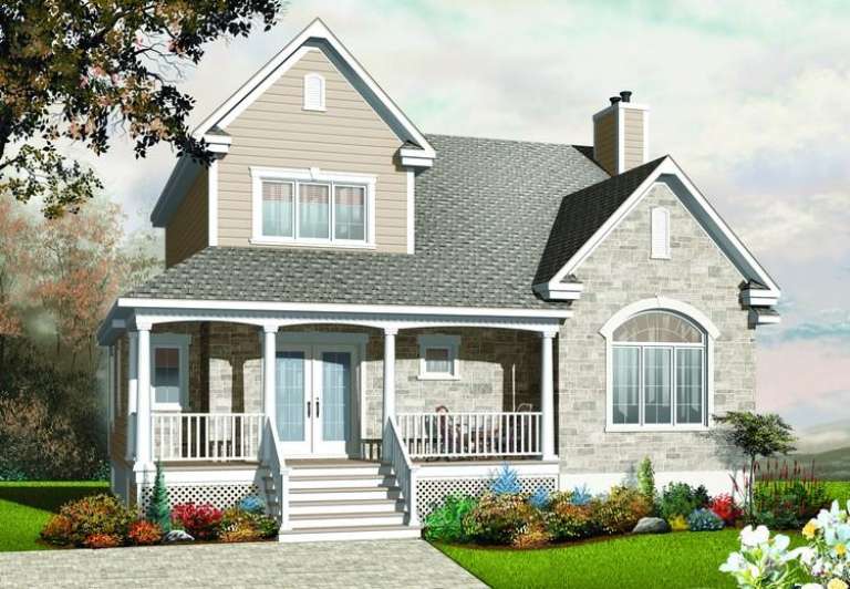 Narrow Lot House Plan #034-00448 Elevation Photo