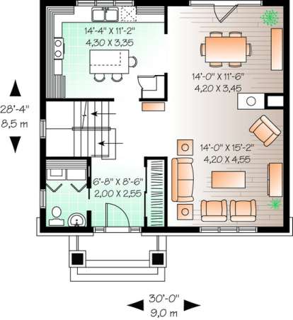Floorplan 1 for House Plan #034-00462