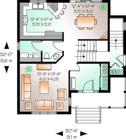 Floorplan 1 for House Plan #034-00476