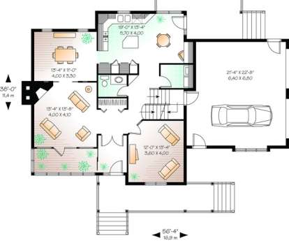 Floorplan 1 for House Plan #034-00496