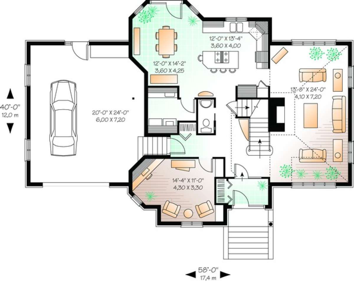 Floorplan 1 for House Plan #034-00517