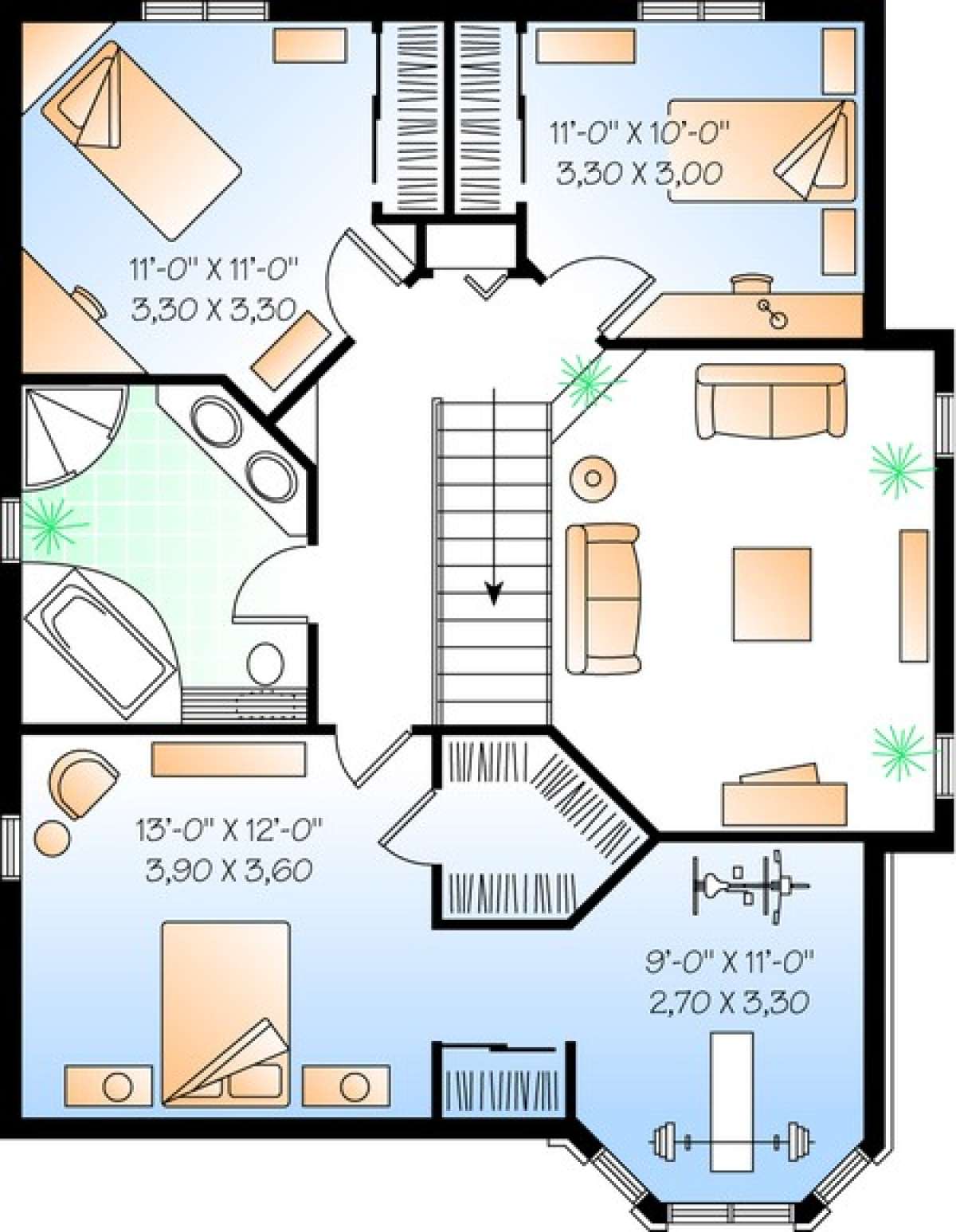 Floorplan 2 for House Plan #034-00518