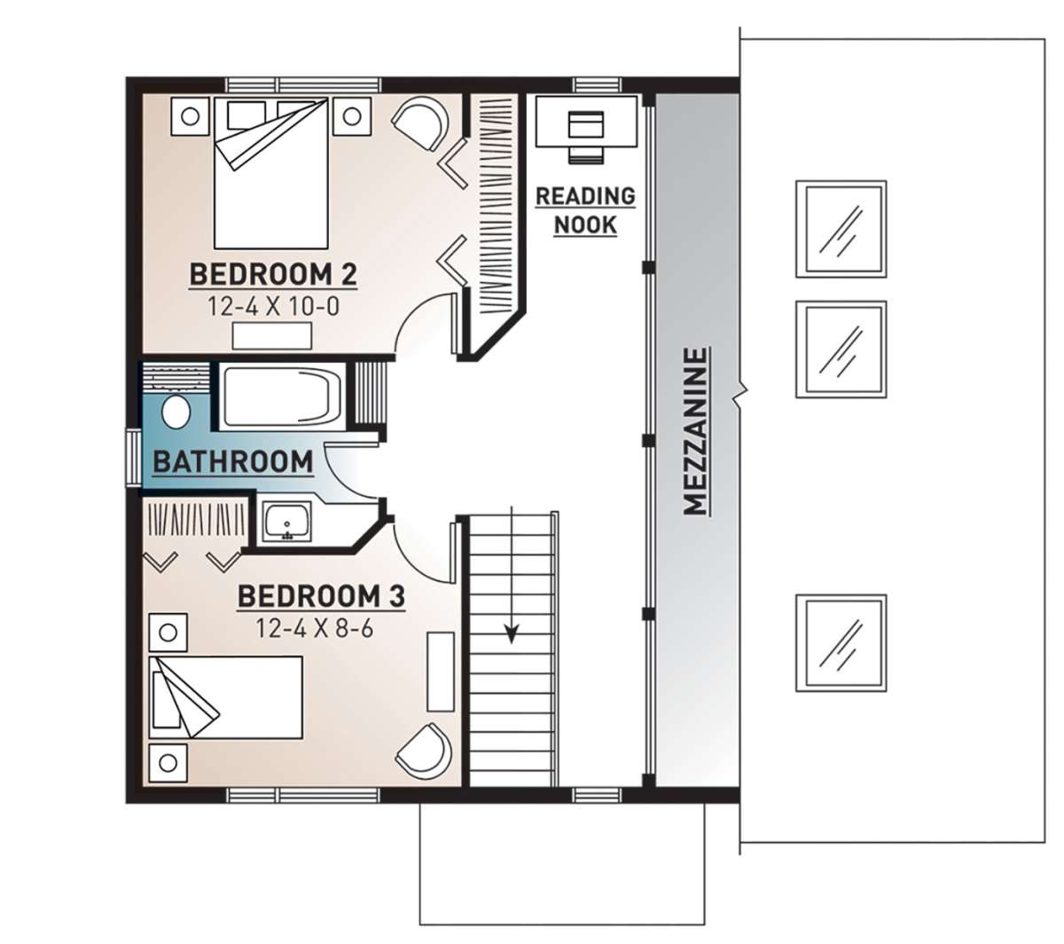 Lake Front Plan: 1,544 Square Feet, 3 Bedrooms, 2 Bathrooms - 034-00532