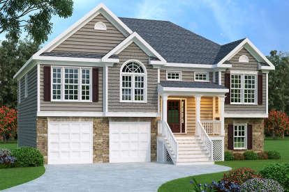 Split Foyer House Plan #009-00088 Elevation Photo