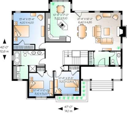Floorplan 1 for House Plan #034-00609