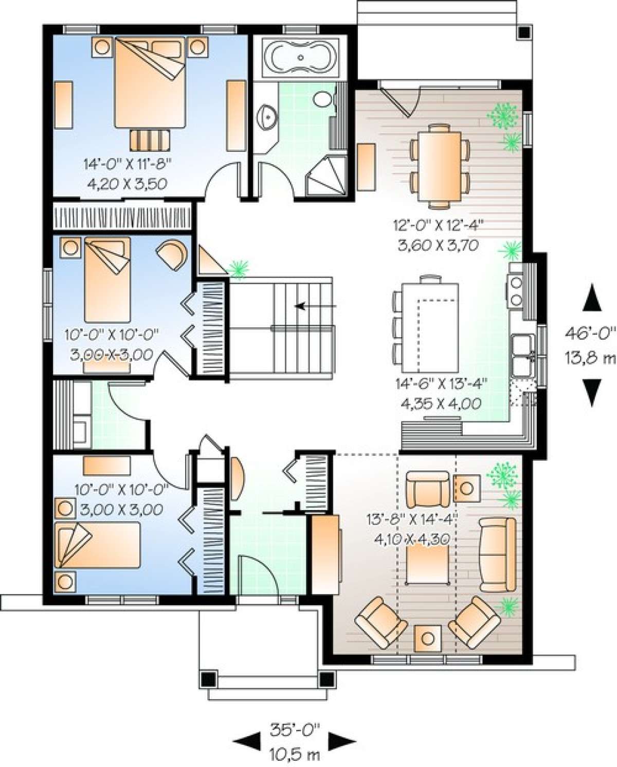 Floorplan 1 for House Plan #034-00612
