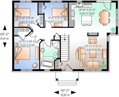 Floorplan 1 for House Plan #034-00615