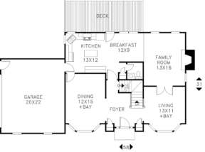 First Floor for House Plan #036-00080