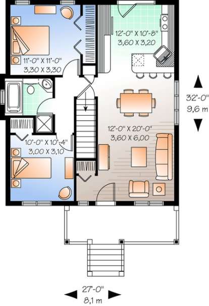 Floorplan 1 for House Plan #034-00623