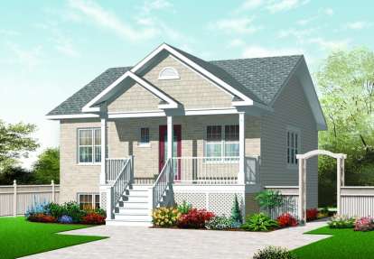 2 Bed, 1 Bath, 870 Square Foot House Plan - #034-00624