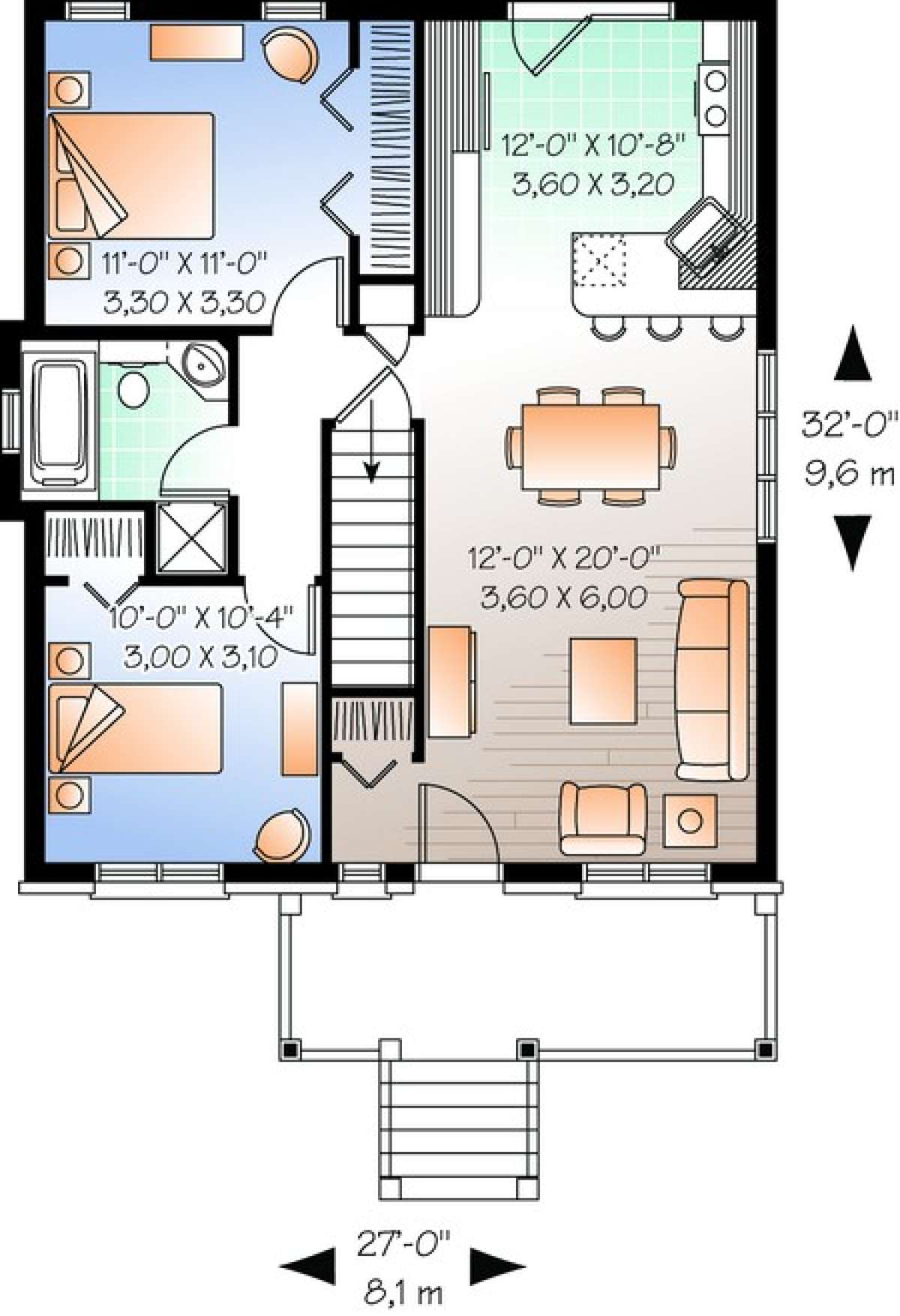 Floorplan 1 for House Plan #034-00624