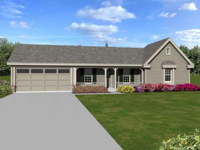 Ranch House Plan #053-02293 Elevation Photo