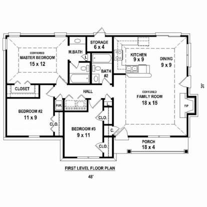 Floorplan 1 for House Plan #053-02296
