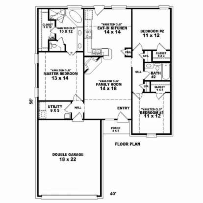 Floorplan 1 for House Plan #053-02304