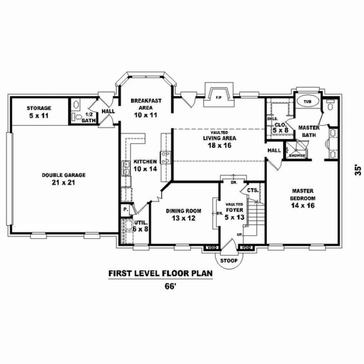 Floorplan 1 for House Plan #053-02305