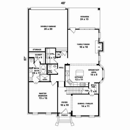 Floorplan 1 for House Plan #053-02315