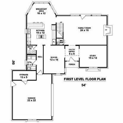 Floorplan 1 for House Plan #053-02319