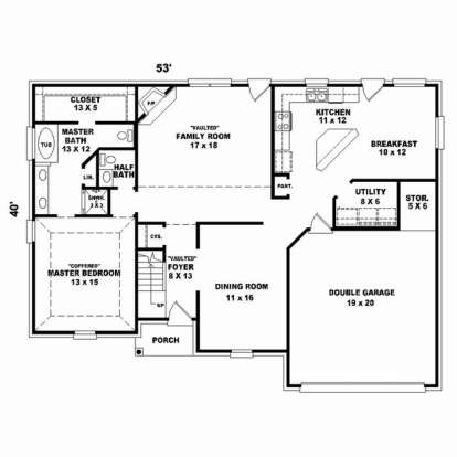 Floorplan 1 for House Plan #053-02322