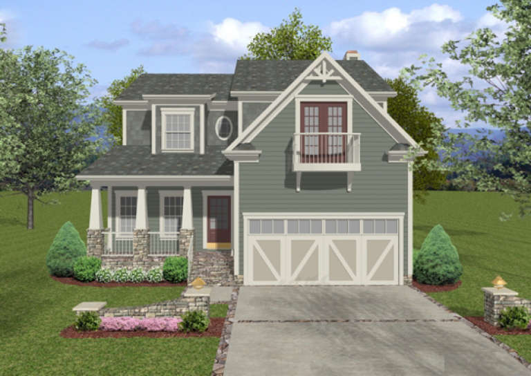 Narrow Lot House Plan #036-00087 Elevation Photo