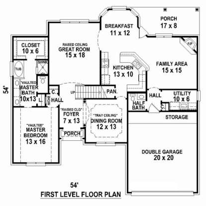 Floorplan 1 for House Plan #053-02344
