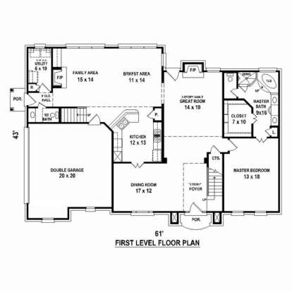 Floorplan 1 for House Plan #053-02352