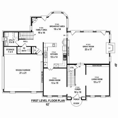 Floorplan 1 for House Plan #053-02364