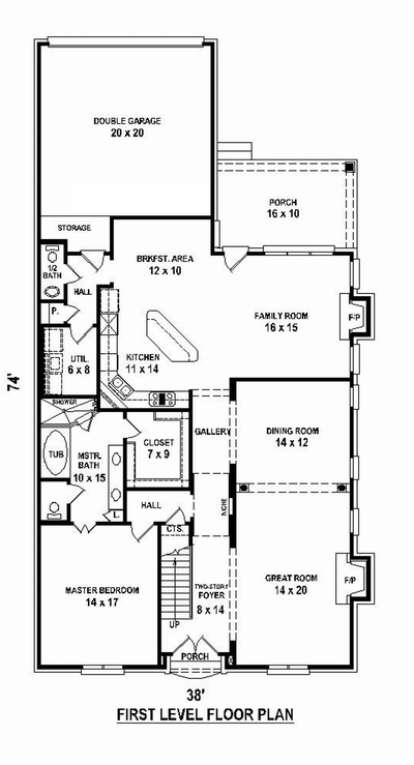 Floorplan 1 for House Plan #053-02371