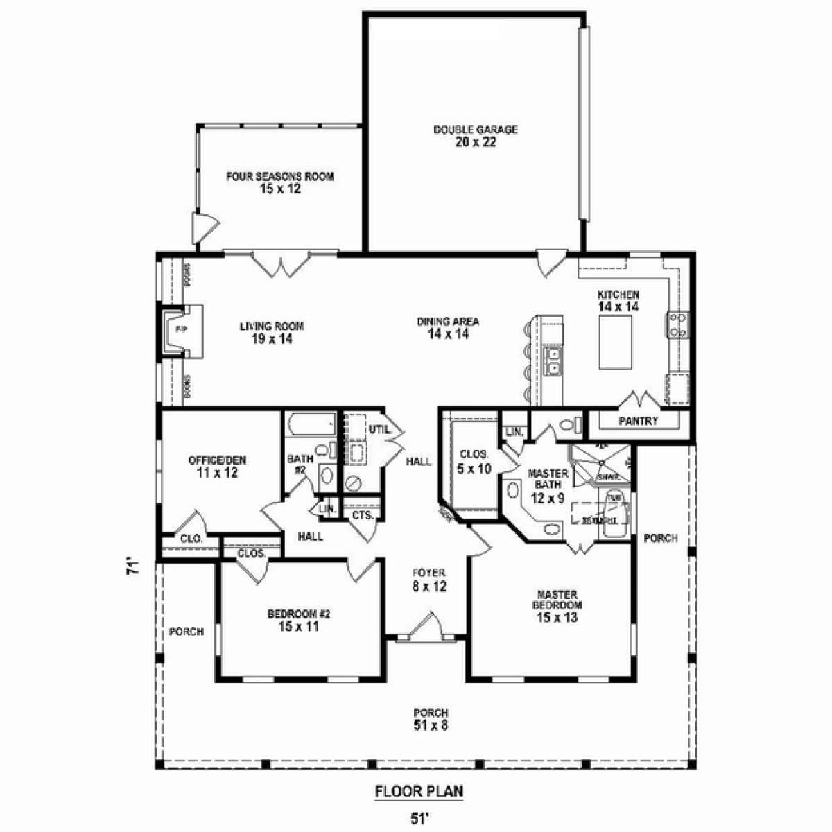 Floorplan 1 for House Plan #053-02373