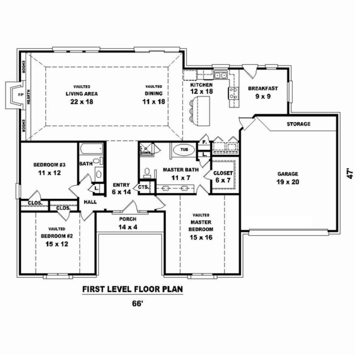 Floorplan 1 for House Plan #053-02374