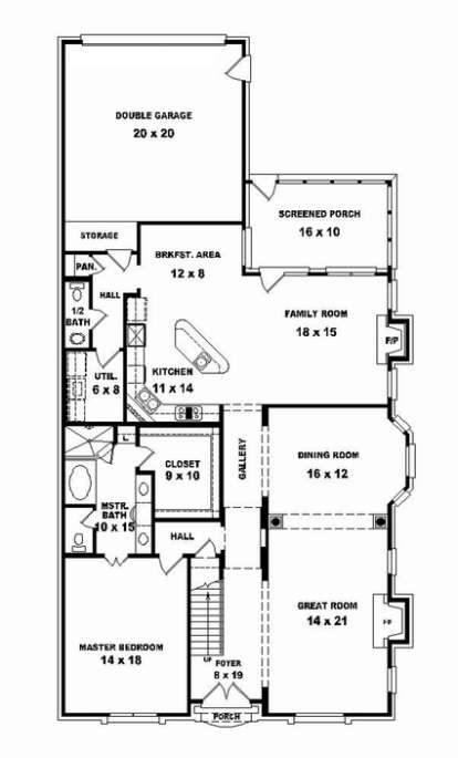 Floorplan 1 for House Plan #053-02386