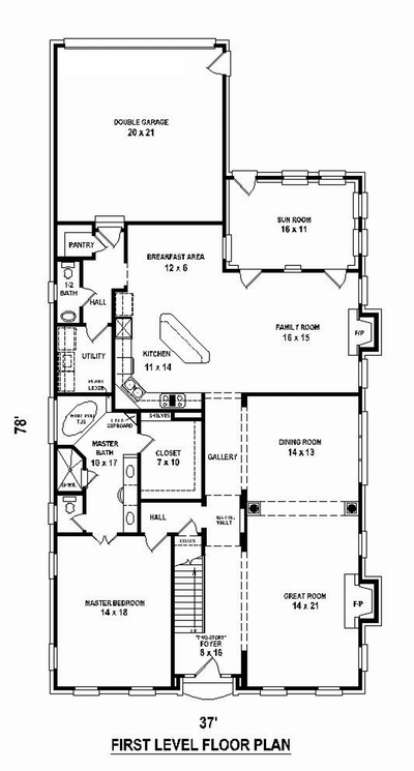 Floorplan 1 for House Plan #053-02387