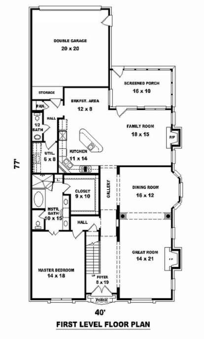 Floorplan 1 for House Plan #053-02389