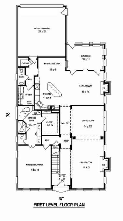Floorplan 1 for House Plan #053-02390