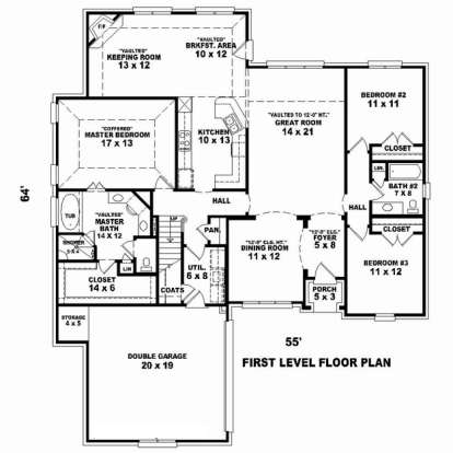 Floorplan 1 for House Plan #053-02392