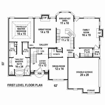 Floorplan 1 for House Plan #053-02400