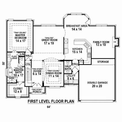 Floorplan 1 for House Plan #053-02404