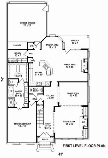 Floorplan 1 for House Plan #053-02408