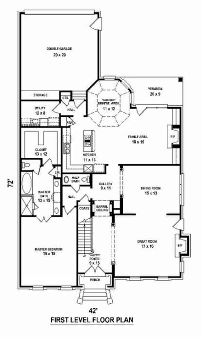 Floorplan 1 for House Plan #053-02409