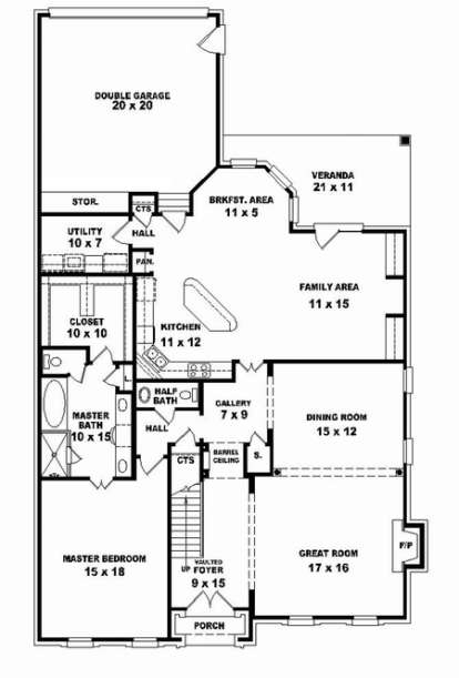 Floorplan 1 for House Plan #053-02412