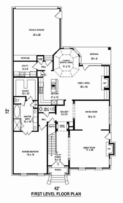 Floorplan 1 for House Plan #053-02413