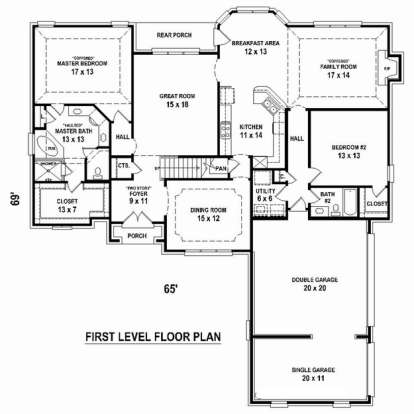 Floorplan 1 for House Plan #053-02422