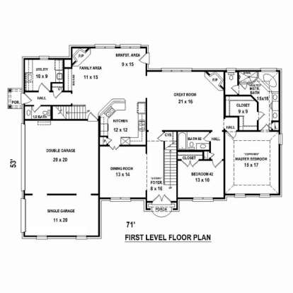 Floorplan 1 for House Plan #053-02430
