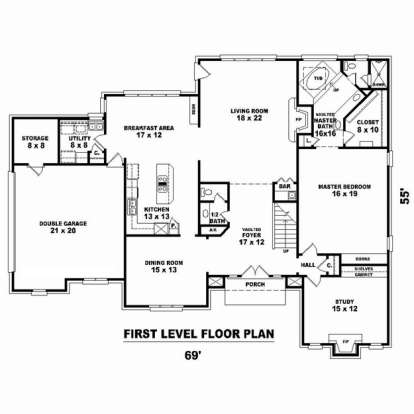 Floorplan 1 for House Plan #053-02434