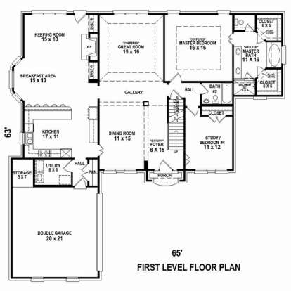 Floorplan 1 for House Plan #053-02435