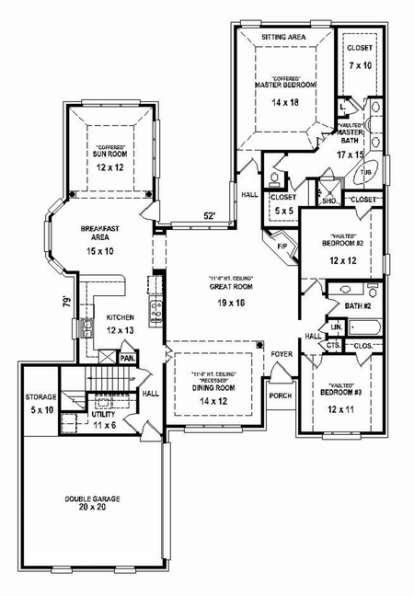 Floorplan 1 for House Plan #053-02437