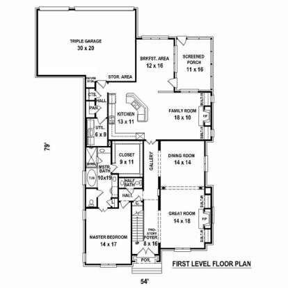 Floorplan 1 for House Plan #053-02441